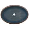 Chic Brown & Blue Oval Ceramic Basin - 59x40x15 cm