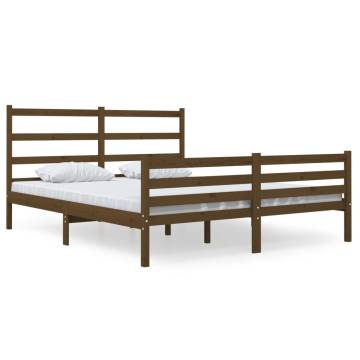 Honey Brown Solid Wood Bed Frame 150x200 cm King Size