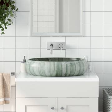 Elegant Green Oval Ceramics Basin - 59x40x15 cm | HipoMarket