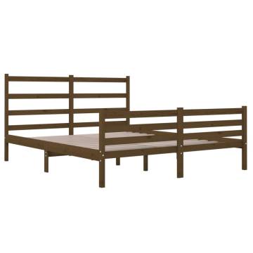 Honey Brown Solid Wood Bed Frame 150x200 cm King Size