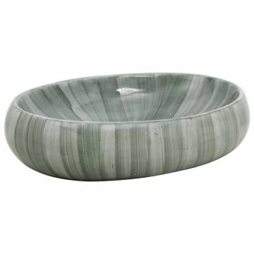 Elegant Green Oval Ceramics Basin - 59x40x15 cm | HipoMarket