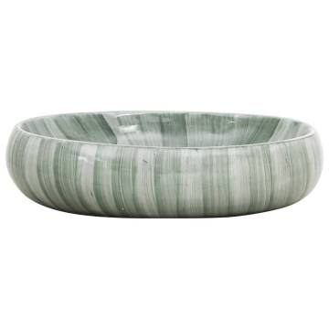 Elegant Green Oval Ceramics Basin - 59x40x15 cm | HipoMarket