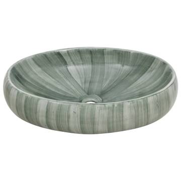 Elegant Green Oval Ceramics Basin - 59x40x15 cm | HipoMarket