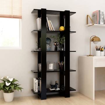 Stylish Black Book Cabinet & Room Divider - 80x30x160 cm