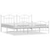 White Metal Bed Frame with Headboard & Footboard - 200x200 cm