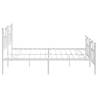 White Metal Bed Frame with Headboard & Footboard - 200x200 cm