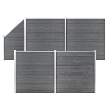 WPC Fence Set - 4 Square + 1 Slanted, Grey | Hipomarket UK