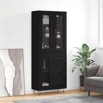 Stylish Highboard in Black - 69.5x34x180 cm Engineered Wood