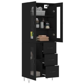 Stylish Highboard in Black - 69.5x34x180 cm Engineered Wood