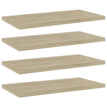 4 pcs Sonoma Oak Bookshelf Boards - Engineered Wood | HipoMarket