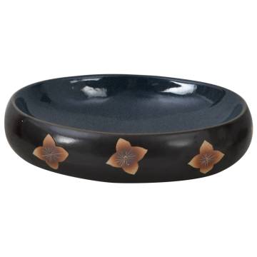 Elegant Black and Blue Oval Ceramic Countertop Basin | Hipomarket