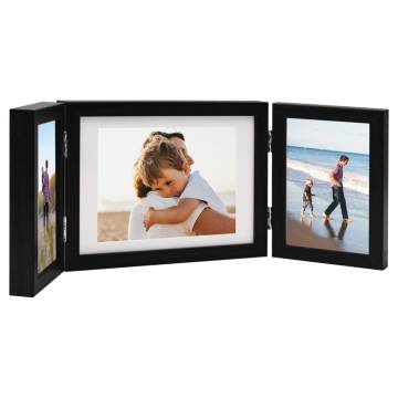 Stylish Trifold Photo Frame Collage Black 22x15 cm