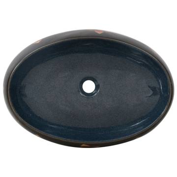 Elegant Black and Blue Oval Ceramic Countertop Basin | Hipomarket