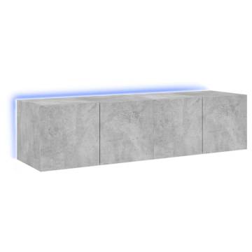 TV Wall Cabinets with LED Lights - 2 pcs Concrete Grey