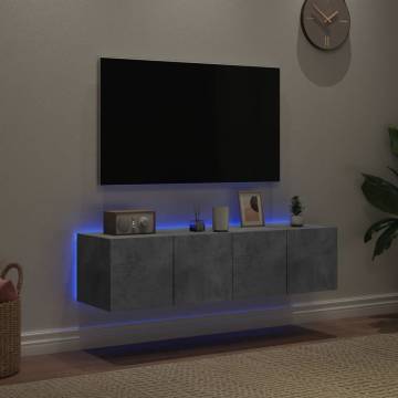 TV Wall Cabinets with LED Lights - 2 pcs Concrete Grey