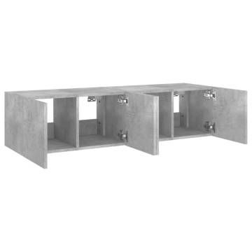 TV Wall Cabinets with LED Lights - 2 pcs Concrete Grey