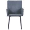 Stylish Grey Faux Suede Dining Chairs with Armrests - Set of 4