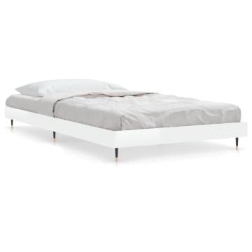 High Gloss White Bed Frame 100x200 cm | Durable & Stylish