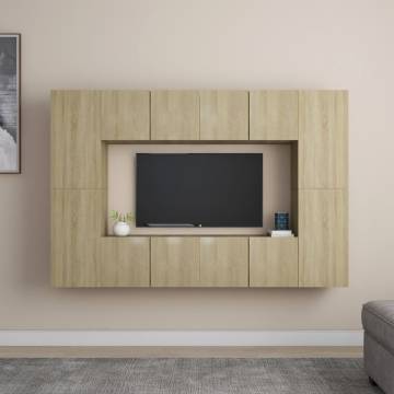 8 Piece TV Cabinet Set Sonoma Oak - Stylish & Practical