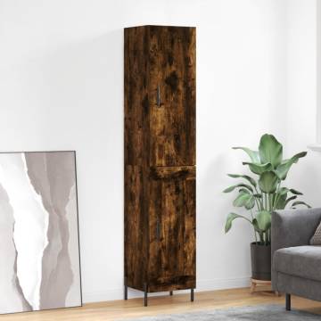 Elegant Highboard in Smoked Oak - 34.5x34x180 cm