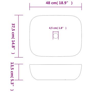 Multicolour Rectangular Countertop Basin - 48x37.5 cm Ceramic