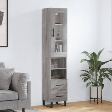 Stylish Highboard Grey Sonoma - Engineered Wood | Hipomarket