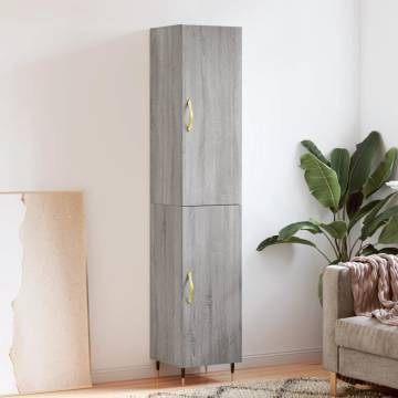 Stylish Grey Sonoma Highboard - 34.5x34x180 cm | HipoMarket