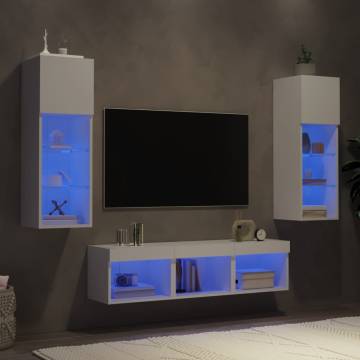 5 Piece LED TV Wall Units - White Engineered Wood | HipoMarket