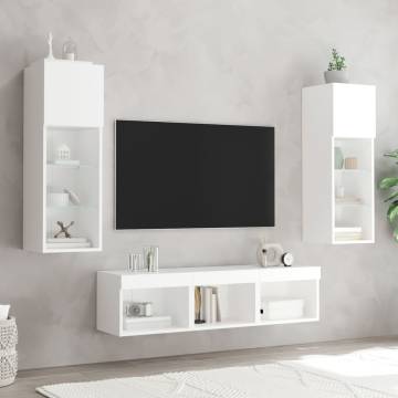 5 Piece LED TV Wall Units - White Engineered Wood | HipoMarket