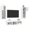 5 Piece LED TV Wall Units - White Engineered Wood | HipoMarket