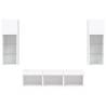 5 Piece LED TV Wall Units - White Engineered Wood | HipoMarket