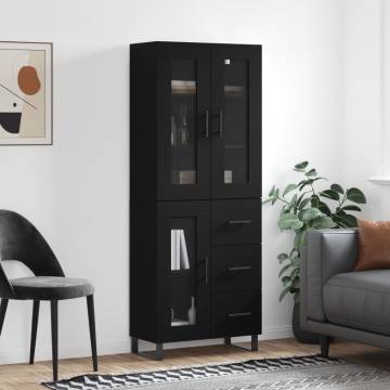 Stylish Highboard Black 69.5x34x180 cm - Hipomarket UK