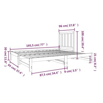 Pull-out Day Bed 2x(90x190) cm Solid Wood Pine | Hipo Market