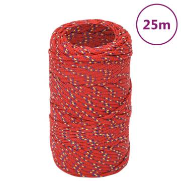 Boat Rope Red 2mm 25m - Durable Polypropylene for Boating