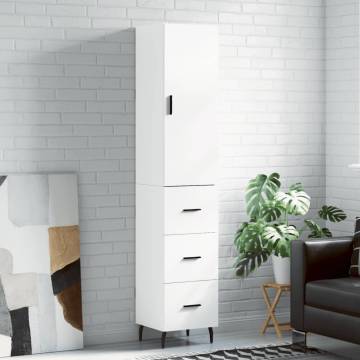 Stylish Highboard White 34.5x34x180 cm | Hipo Market