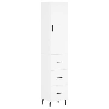 Stylish Highboard White 34.5x34x180 cm | Hipo Market