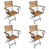 Folding Garden Chairs Set - 4 Pcs Acacia & Steel | Hipo Market