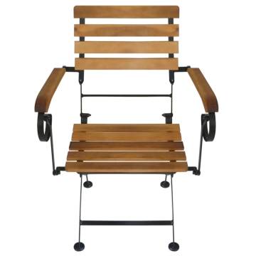 Folding Garden Chairs Set - 4 Pcs Acacia & Steel | Hipo Market