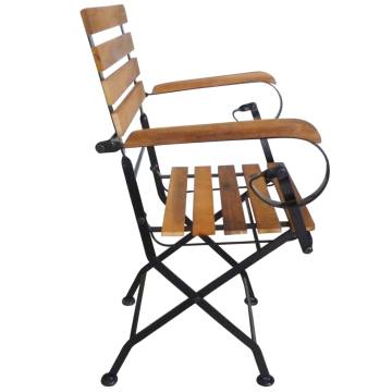 Folding Garden Chairs Set - 4 Pcs Acacia & Steel | Hipo Market