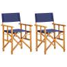 Director's Chairs 2 pcs Solid Acacia Wood Blue Colour blue Quantity in Package 2 Number of 1 