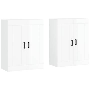 High Gloss White Wall Mounted Cabinets - 2 pcs | Hipo Market