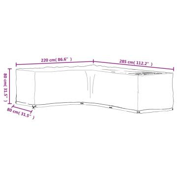 L-Shaped Garden Furniture Covers - 2 pcs, 220x285x80 cm