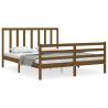 Honey Brown King Size Solid Wood Bed Frame with Headboard