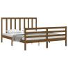 Honey Brown King Size Solid Wood Bed Frame with Headboard