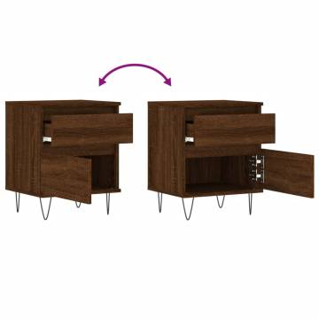 Stylish Brown Oak Bedside Cabinets - 2 pcs | Hipo Market