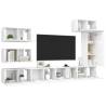 8 Piece White Engineered Wood TV Cabinet Set - Modern Design