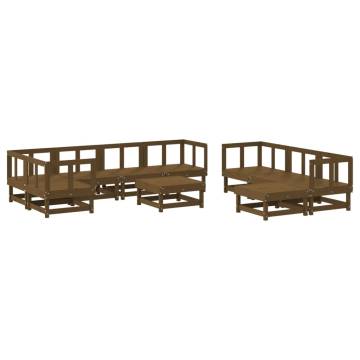 10 Piece Garden Lounge Set - Honey Brown Solid Pine Wood