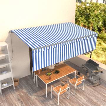 5x3m Manual Retractable Awning - Blue & White | Hipomarket