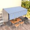 5x3m Manual Retractable Awning - Blue & White | Hipomarket