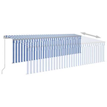 5x3m Manual Retractable Awning - Blue & White | Hipomarket